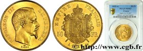 SECOND EMPIRE
Type : 50 francs or Napoléon III, tête nue 
Date : 1855 
Mint name / Town : Paris 
Quantity minted : 151.662 
Metal : gold 
Milles...