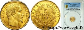 SECOND EMPIRE
Type : 5 francs or Napoléon III, tête nue, petit module, tranche cannelée 
Date : 1855 
Mint name / Town : Paris 
Quantity minted : ...