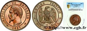 SECOND EMPIRE
Type : Dix centimes Napoléon III, tête nue 
Date : 1857 
Mint name / Town : Rouen 
Quantity minted : 1375638 
Metal : bronze 
Diam...