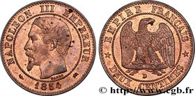 SECOND EMPIRE
Type : Deux centimes Napoléon III, tête nue 
Date : 1854 
Mint name / Town : Lyon 
Quantity minted : 2523954 
Metal : bronze 
Diam...