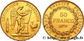 III REPUBLIC
Type : 50 francs or Génie 
Date : 1878 
Mint name / Town : Paris 
Quantity minted : 5294 
Metal : gold 
Millesimal fineness : 900 ‰...