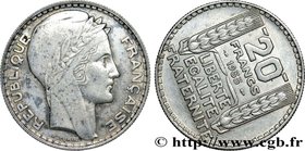 III REPUBLIC
Type : Fautée de 20 francs Turin, rameaux longs, Coin Tournés à 3h 
Date : 1933 
Quantity minted : --- 
Metal : silver 
Millesimal f...