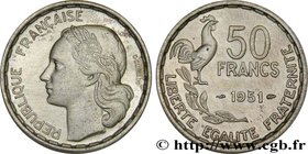 IV REPUBLIC
Type : Piéfort de 50 francs Guiraud en argent 
Date : 1951 
Quantity minted : --- 
Metal : silver 
Diameter : 27 mm
Orientation dies...