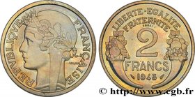IV REPUBLIC
Type : Essai de 2 francs Morlon, cupro-nickel, 9,5 g 
Date : 1948 
Mint name / Town : Paris 
Quantity minted : --- 
Metal : copper ni...