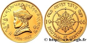 BHUTAN
Type : 5 Sertums Proof 40e anniversaire de l’accession du roi Jigme Wangchuck 
Date : 1966 
Quantity minted : 598 
Metal : gold 
Millesima...