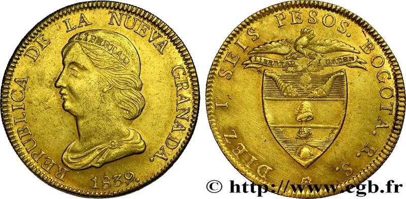 COLOMBIA - REPUBLIC OF NEW GRANADA
Type : 16 Pesos en or 
Date : 1839 
Mint n...