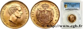 SPAIN - KINGDOM OF SPAIN - ALFONSO XII
Type : 25 Peseta refrappe de 1962 
Date : 19-62 dans les étoiles 
Mint name / Town : Madrid 
Metal : gold ...