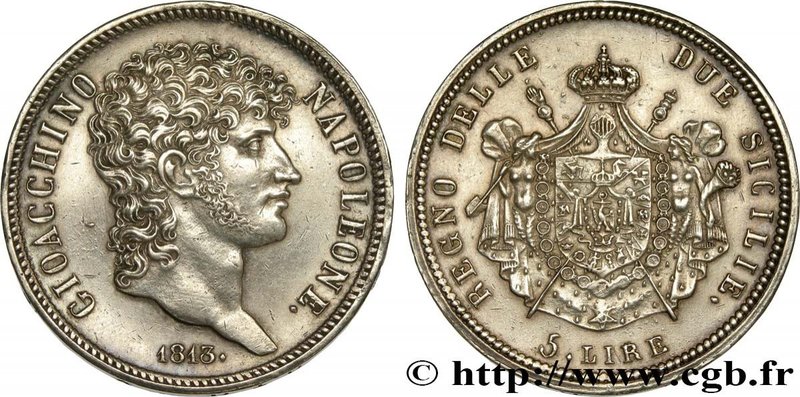 ITALY - KINGDOM OF NAPLES - JOACHIM MURAT
Type : 5 Lire 
Date : 1813 
Mint na...