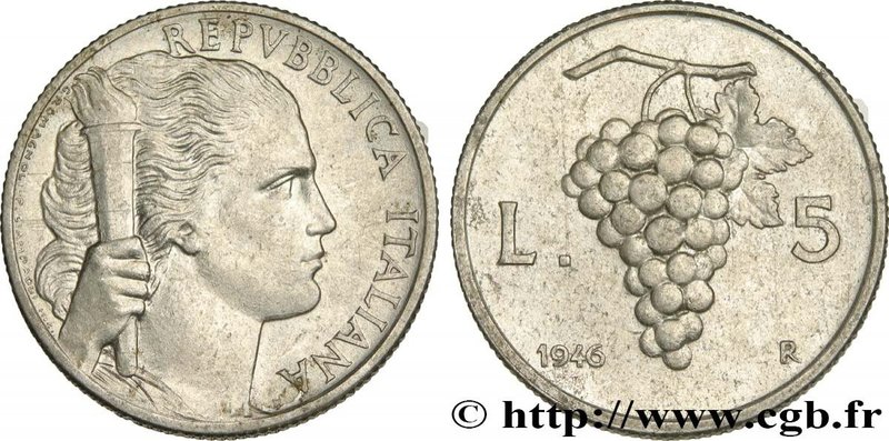 ITALY - ITALIAN REPUBLIC
Type : 5 Lire “Liberté” 
Date : 1946 
Mint name / To...