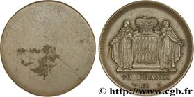MONACO - HONORE V
Type : Essai de 40 francs uniface 
Date : 1838 
Mint name / Town : Monaco 
Quantity minted : - 
Metal : copper 
Diameter : 27,...