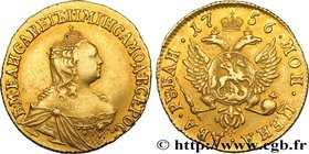 RUSSIA - ELIZABETH
Type : 2 Roubles 
Date : 1756 
Mint name / Town : Moscou ou Saint-Pétersbourg 
Metal : gold 
Diameter : 18 mm
Orientation die...