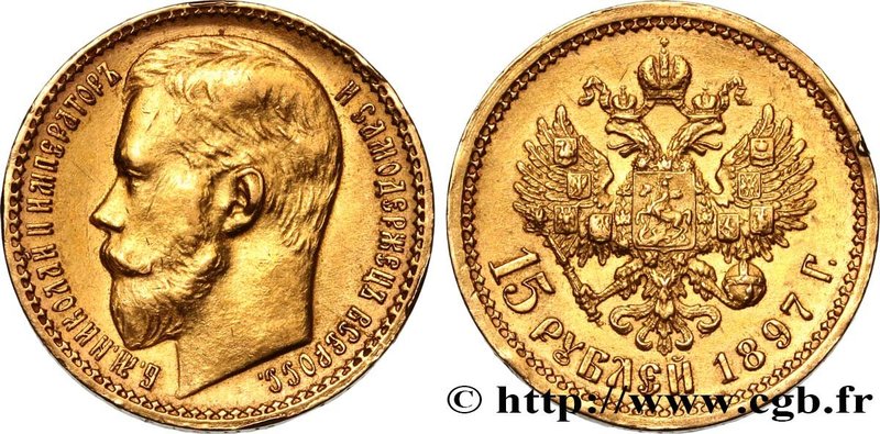 RUSSIA - NICHOLAS II
Type : 15 Roubles 
Date : 1897 
Mint name / Town : Saint...