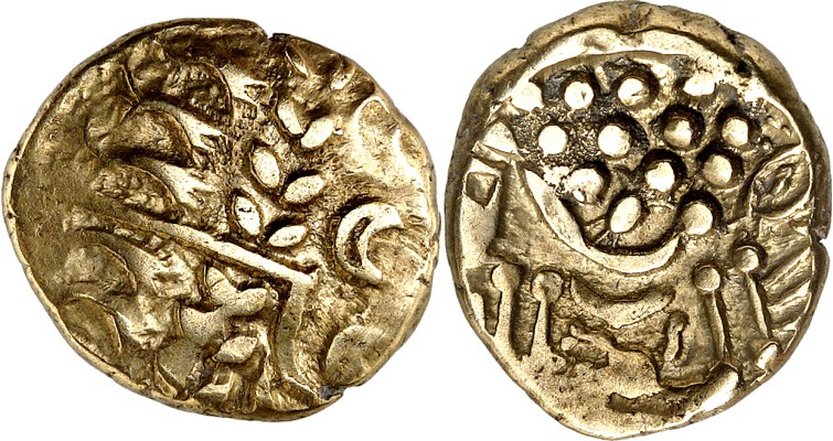 BRITANNIEN. 
Goldstater 65/40 v.Chr. 6,05g, Chute Typ. Stilisierter Apolllonkop...