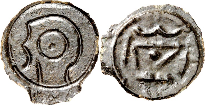 BRITANNIEN. 
CANTII (Kent). 
AE-22/20mm Potin 85/50 v.Chr. Typ "Angular Bull",...