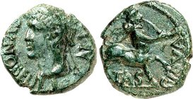 BRITANNIEN. 
CATUVELLAUNI (u. TRINOVANTES). 
CUNOBELINUS 20-43. AE-14mm (14 n.Chr.) 2,55g, Camulodunum. Kopf n. l. CVNO BELINI / TASCIO VA Kentaur n...