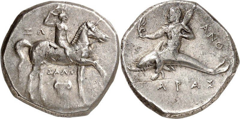 ITALIEN. 
KALABRIEN. 
TARAS (Taranto / Tarent). Stater (272/235 v.Chr.) 6,56g....