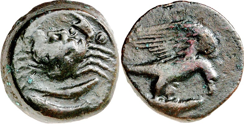 SIZILIEN. 
AKRAGAS (Agrigento). 
AE-Hexas 20/19mm (425/406 v.Chr.) 7,42g. Adle...