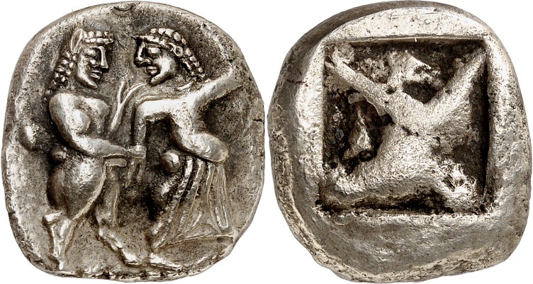 MAKEDONIEN. 
"LETE"(s.auch SIRIS Thrakien). 
Stater (530-480 v.Chr.) 9,89g. Pf...