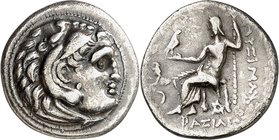 THRAKIEN. 
KÖNIGREICH. 
Lysimachos 323-281 v. Chr. Drachme (301/297 v.Chr.) 4,12g, KOLOPHON. Herakleskopf n.r. / LUS IMAXOY - BA SILEWS Zeus aetopho...