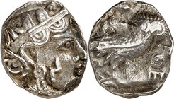 ARABIEN. 
SABA, Königreich. 
Schekel (Trite) (um 300/200 v.Chr.) 4,91g. Kopf der Athena mit Helm n.r.; auf der Wange (sab.) "N" (= 40) / Eule steht ...