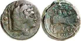 RÖMISCHE REPUBLIK : geprägte Bronzemünzen. 
Anonym (post-semilibral) 215-195 v. Chr. AE-Quadrans (211/210 v.Chr.) 17,03g, unbest. sizil. Mzst. Hercul...