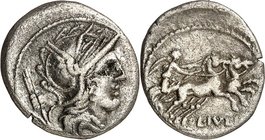 RÖMISCHE REPUBLIK : Silbermünzen. 
Gaius Fundanius, Quaestor 101 v. Chr. Denar 3,66g. Romakopf n.r.; l. Ähre / Victoria in Biga n.r.; r. unten L.IVLI...