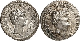 IMPERATORISCHE PRÄGUNGEN. 
MARCUS ANTONIUS und "CAESAR" (Augustus) 44-31 v. Chr. Denar (39 v.Chr.) 3,77g, Feldmünze d. Marcus Antonius. Kopf n.r. M. ...
