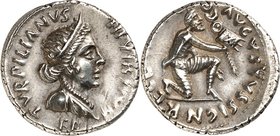 RÖMISCHES KAISERREICH. 
- Mzm. Decimus Petronius Turpilianus 19 v. Chr. Denar 3,89g. Feroniabüste m. Palla u. Diadem n.r. TVRPILIAN[VS - III VIR - [F...