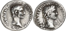RÖMISCHES KAISERREICH. 
AUGUSTUS mit Tiberius Caesar 4-14. Denar (13/14) 3,64g, Lyon. Kopf m. Lkr. n.r. CAESAR AVGVSTVS&nbsp;- DIVI F PATER PATRIAE&n...