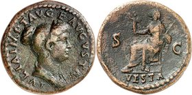 RÖMISCHES KAISERREICH. 
Iulia Titi, Tochter des Titus + 89(?). AE-Dupondius (79/81) 11,79g. Drapierte Büste n. r. IVLIA IMP T AVG F AVGV STA / VESTA ...