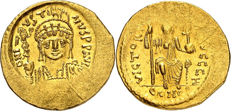 BYZANZ. 
IUSTINUS II. 565-578. Solidus (567/578) 4,51g, Konstantinopel, 8.&nbsp...