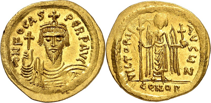 BYZANZ. 
PHOCAS 602-610. Solidus (607/609) 4,50g, Konstantinopel, 7.Offizin. Pa...