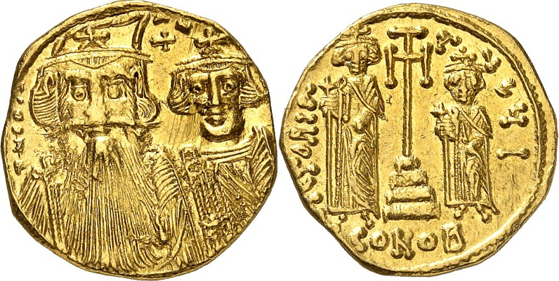 BYZANZ. 
KONSTANS II. mit KONSTANTINOS (IV.) 654-659. Solidus 4,32g, Konstantin...