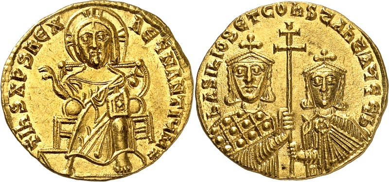 BYZANZ. 
BASILIOS I. mit KONSTANTINOS 868-870. Solidus 4,49g, Konstantinopel. C...