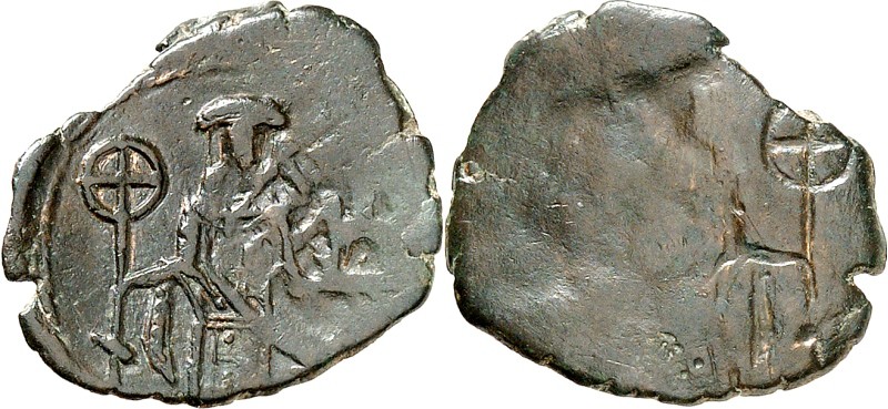 BYZANZ. 
ANDRONIKOS III. Palaiologos 1328-1341. AE-Assarion 16/18mm 1,66g, Thes...