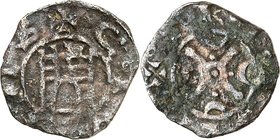 TRIPOLIS, Grafschaft. 
Boemund I. (IV. von Antiochia) 1187-1231. AE-Puge (1187/1190) 0,62g, Tripolis. Turm mit geschlossenem Tor + C[IV]ITAS / [+] TR...