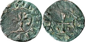 ANTIOCHIA, Fürstentum. 
Bohemund III. 1149-1201. Cu-Obol 0,91g, Lilie / Kreuz, in den Winkeln je 1 Punkt. Metcalf&nbsp; 471-478. . 

s-ss