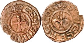 JERUSALEM, Königreich. 
Heinrich von der Champagne 1192-1197. AE-Pugue (1/4 Denar) 0,84, Akkon. Fußkreuz mit Winkelringeln [+ C]OMES HENRI[CVS] / + P...