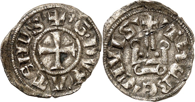 ATHEN, Herzogtum. 
Wilhelm I. / Guido II. 1280-1287-1308. Denier tournois 1,01g...
