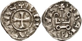 ATHEN, Herzogtum. 
Wilhelm I. / Guido II. 1280-1287-1308. Bi-Denier tournois 0,76g, Theben. Fußkreuz im Perlkreis + x G DVX . ATEHIS . / + + THEBEI C...
