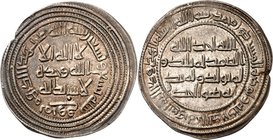 SPANIEN und NORDAFRIKA. 
UMAIJADEN. 
Umar II. 717-720 (99-101 AH). Dirhem "99" = 717 Marw, 2,85g. Album 135. . 

kl. Rf. vz