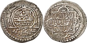 MONGOLEN-REICHE im Osten. 
ILKHANE. 
Abu Sa'id Bahadur ibn Ulgaitu 1316-1335 (716-736 AH). 6-facher Dirhem ("719"= 1319) 10,62g, Mzst.Jajarm, Typ C....