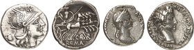 RÖMISCHE REPUBLIK. 
Silbermünzen. 21 Stücke: Denare (8) ab 2. Jh. v. Chr. bis Julius Caesar Denar C.12 (s), anonymer Viktoriatus, 4 Quinare u.a. Augu...