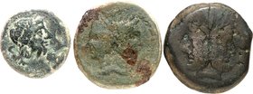 RÖMISCHE REPUBLIK. 
Bronzemünzen. 6 Bronzen (geprägt): 5 Asse, darunter Sextus Pompeius, sowie 1 Semis10. . 

meist s
