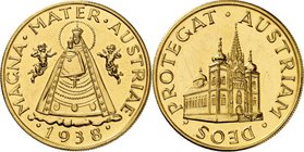 ÖSTERREICH. 
Medaillen. Mariazell. Medaille 1938 Magna Mater Austriae. Muttergottes zw. 2 Engeln/ Perspektivansicht der Basilika Au 33mm 21,0g 585 fe...