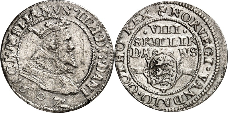DÄNEMARK. 
KÖNIGREICH. 
Christian IV. 1588-1648. 8 Skilling 1607 Kopenhagen, M...
