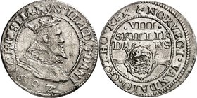 DÄNEMARK. 
KÖNIGREICH. 
Christian IV. 1588-1648. 8 Skilling 1607 Kopenhagen, Mmz. Kleeblatt. Gekr. geharn. Brb. n.r. / 3 Z. Wert über Wappen. Hede&n...