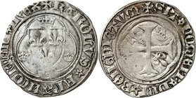 FRANKREICH. 
Charles VIII. 1483-1498. Blanc à la couronne o.J. (1489) 2,15g, Lilienwappen mit 3 Krönchen im Dreipass / Fusskreuz, in den Winkeln Lili...