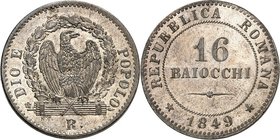 ITALIEN. 
ROM. 
Repubblica Romana II 1848-1849. 16 Baiocchi 1849. KM&nbsp; 26, Munt.&nbsp; 2. . 

vz