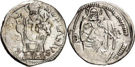 KROATIEN. 
RAGUSA. 
ss (um 1375/1438) 1,24g. Hl. Blasius steht in Bischofornat segnend v.v. . S . BLASIV-S . RAGVSII / E - XP Christus Pantokrazor s...
